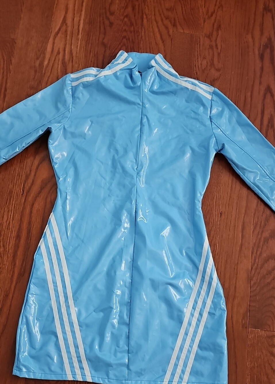 Adidas X Ivy Park Latex Bodycon Light Blue Dress